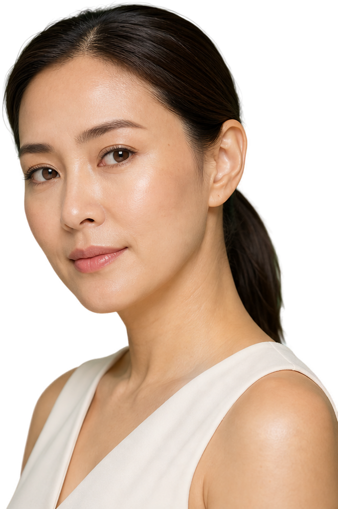 นางแบบในภาพนำเสนอ Laetigen แต่งหน้าอ่อนในสไตล์ KPS Aesthetic