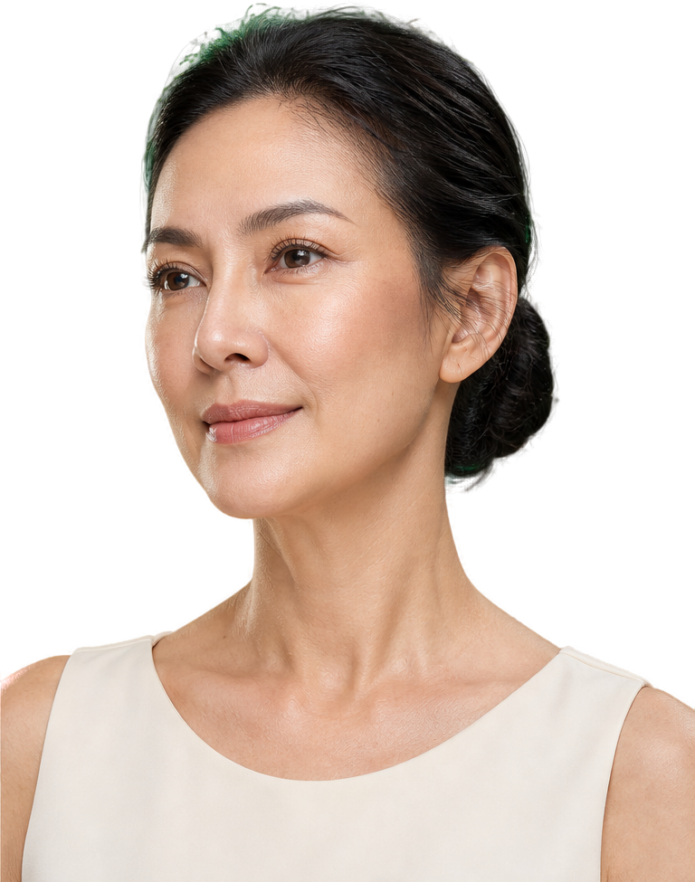 นางแบบในภาพนำเสนอ Sculptra แต่งหน้าอ่อนในสไตล์ KPS Aesthetic