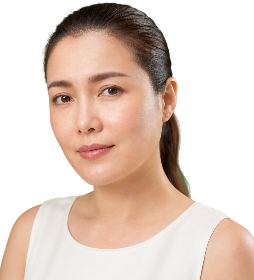 นางแบบในภาพนำเสนอ Xeomin แต่งหน้าอ่อนในสไตล์ KPS Aesthetic